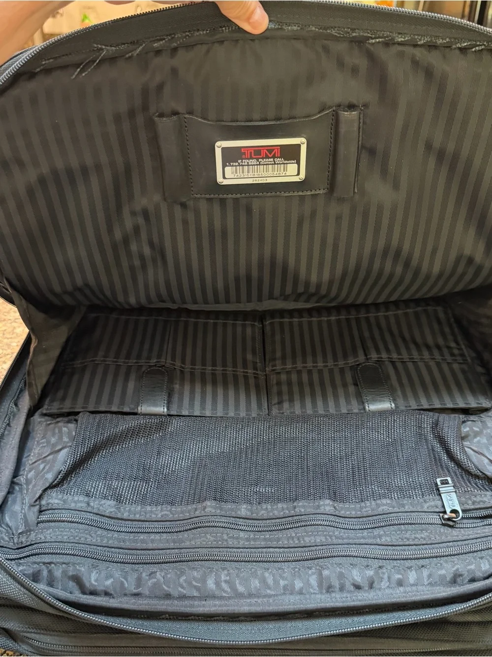 Black Men's Briefcase Laptop Bag - large three compartment Tumi